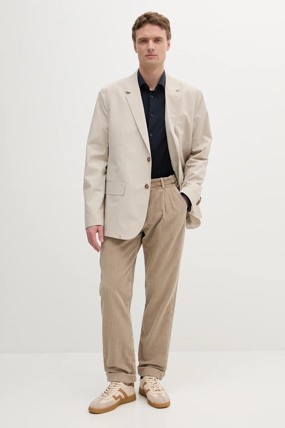 Bavlněné sako Michael Kors CS5100THC2 béžová SS25