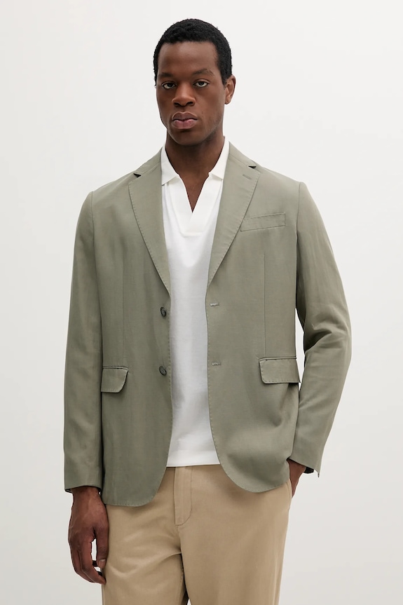 Піджак з домішкою льону Marciano by Guess GEORGE regular зелений 5GHN15.2310Z