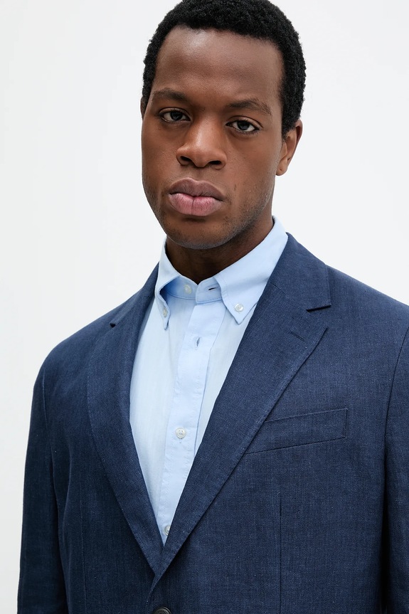 Hackett London marynarka lniana granatowy HM443515R