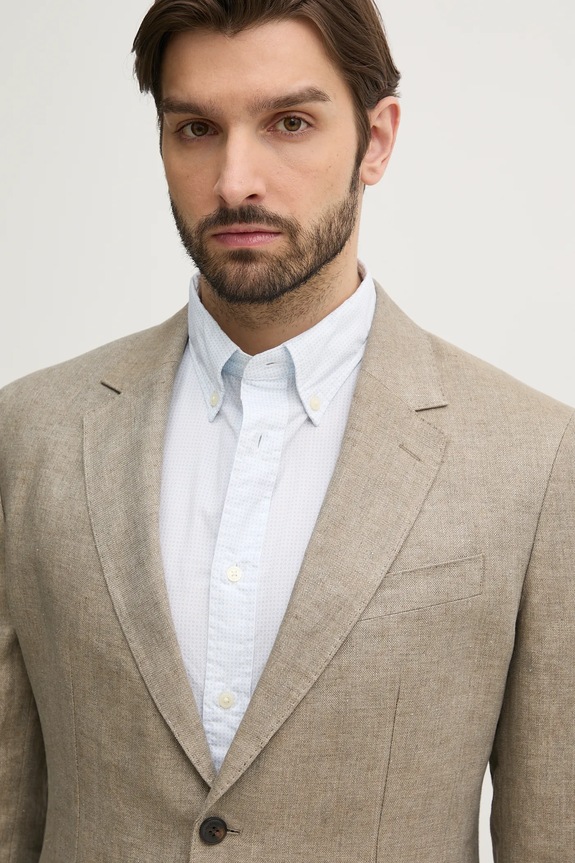 Hackett London marynarka lniana beżowy HM443515R