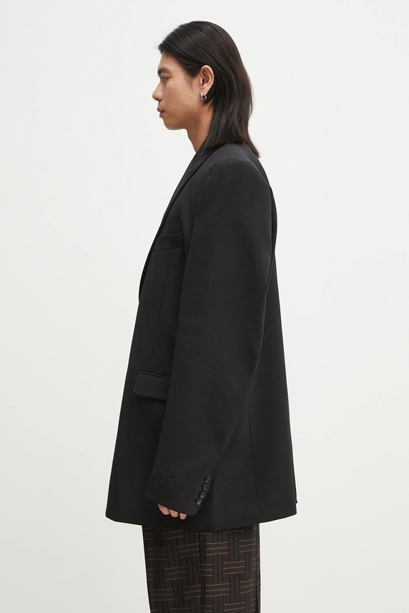 Vlnené sako VETEMENTS Logo Embroidered UA65JA710B čierna SS25