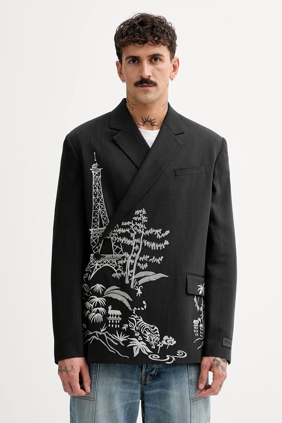 Kenzo marynarka z domieszką wełny tkanina czarny FF55VE1429RI.99