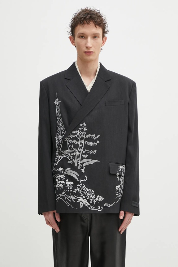 Kenzo blazer con aggiunta di lana misto lana nero FF55VE1429RI.99