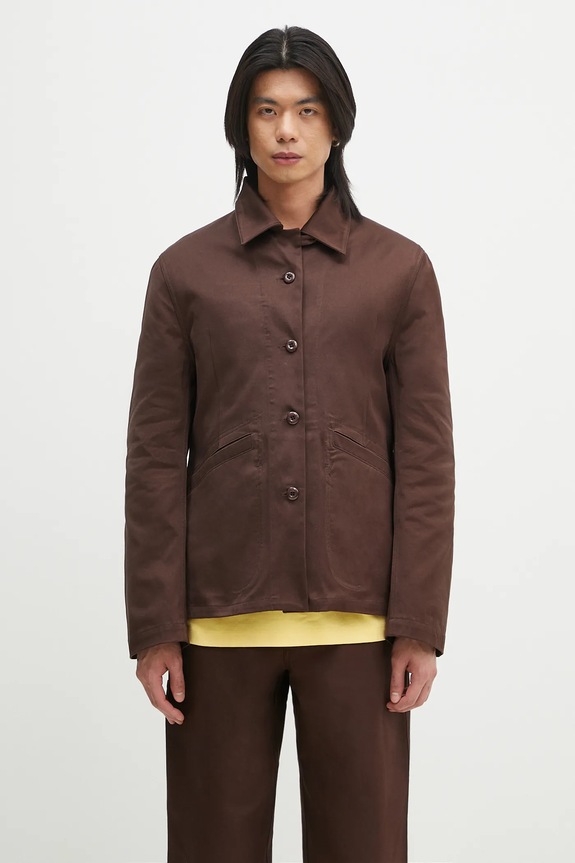 Βαμβακερό μπουφάν Kenzo FF55VE2309GF.90 καφέ SS25