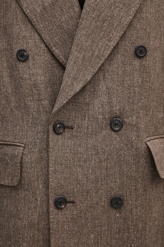 Our Legacy marynarka lniana Sharp Db Blazer brązowy M2250STC