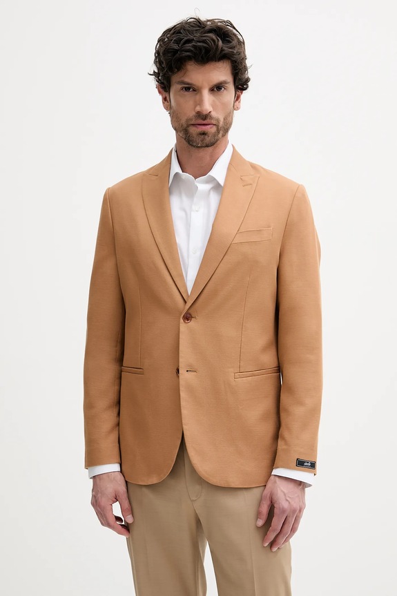 Βαμβακερό blazer Sisley κανονικό καφέ 2GJ0SW029