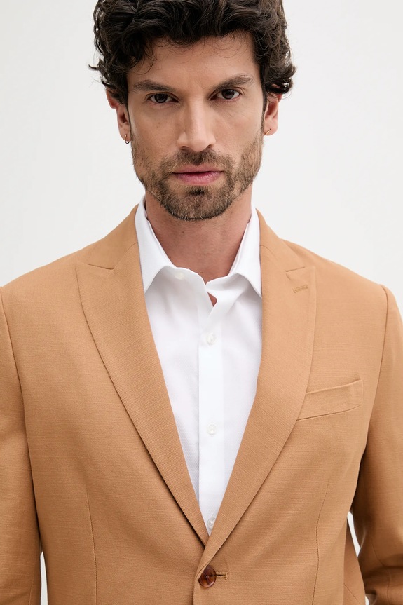 Βαμβακερό blazer Sisley καφέ 2GJ0SW029