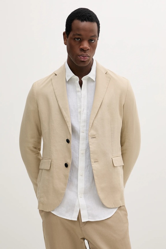 Sisley giacca in lino semplice beige 2AGHSW01Q