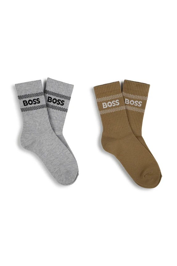 BOSS gyerek zokni 2 pár hosszúszárú zokni szürke J51738