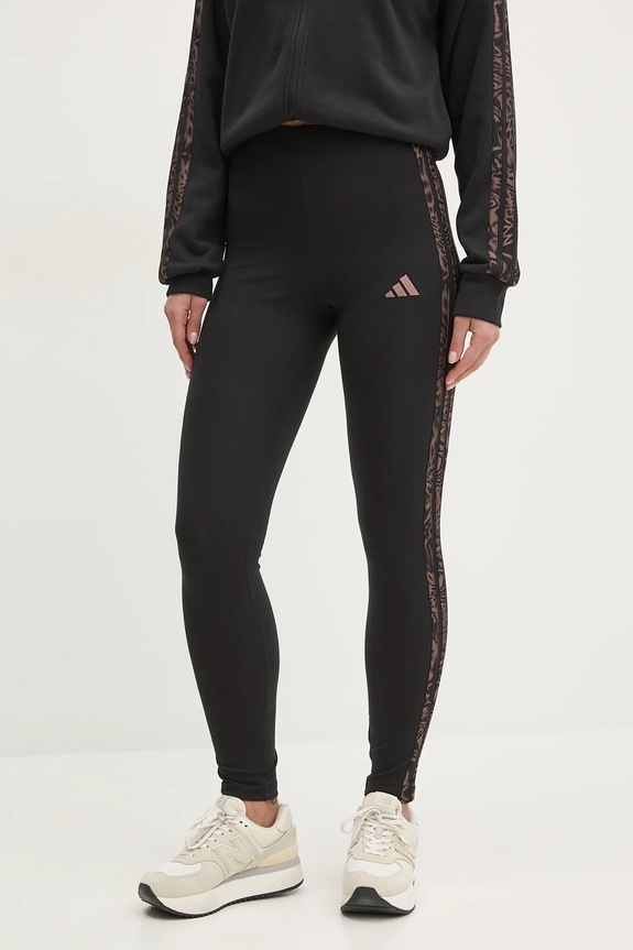 adidas legginsy Essentials Animal aplikacja czarny JM5891