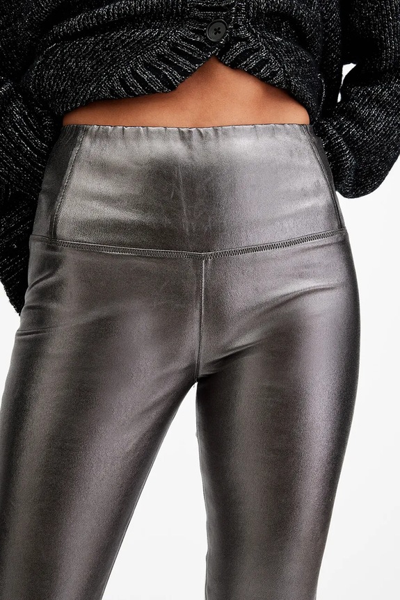 Oblečení Kožené legíny AllSaints CORA W058TB stříbrná