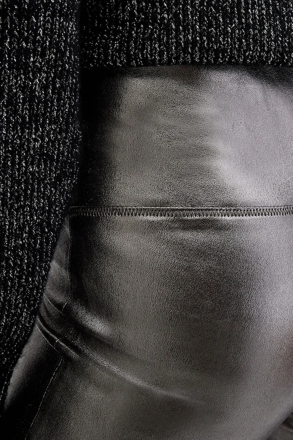 Kožené legíny AllSaints CORA stříbrná W058TB
