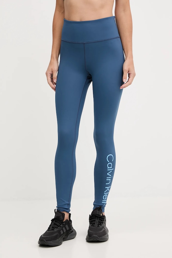 Tréningové legíny Calvin Klein Performance s elastanom modrá LVGWS5L612