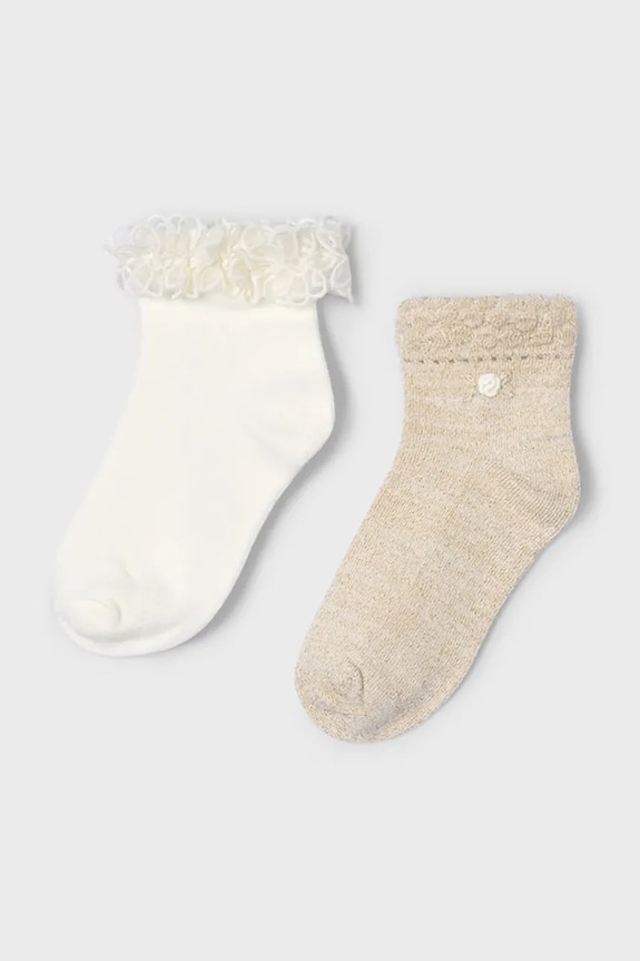 Mayoral skarpetki dziecięce 2-pack skarpetki długie beżowy 10912.6B.Mini.PPYA
