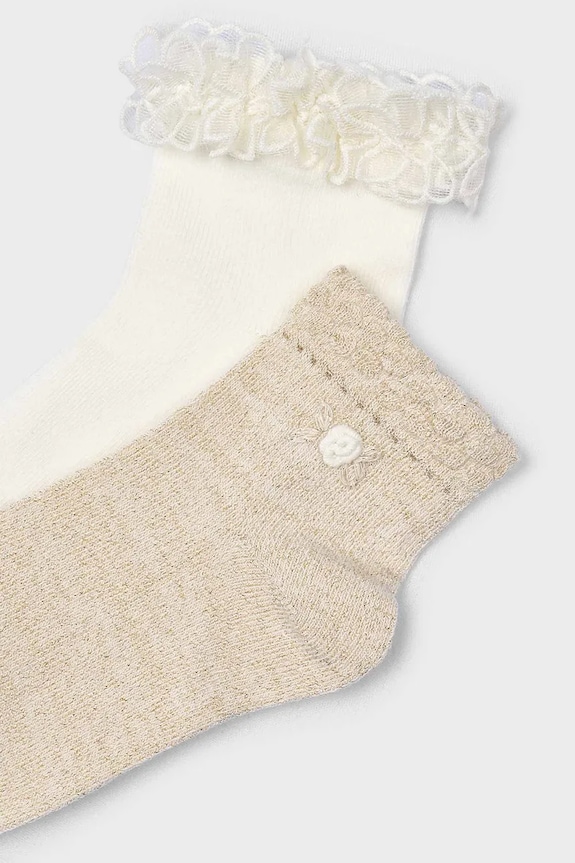 Mayoral skarpetki dziecięce 2-pack 10912.6B.Mini.PPYA beżowy SS25