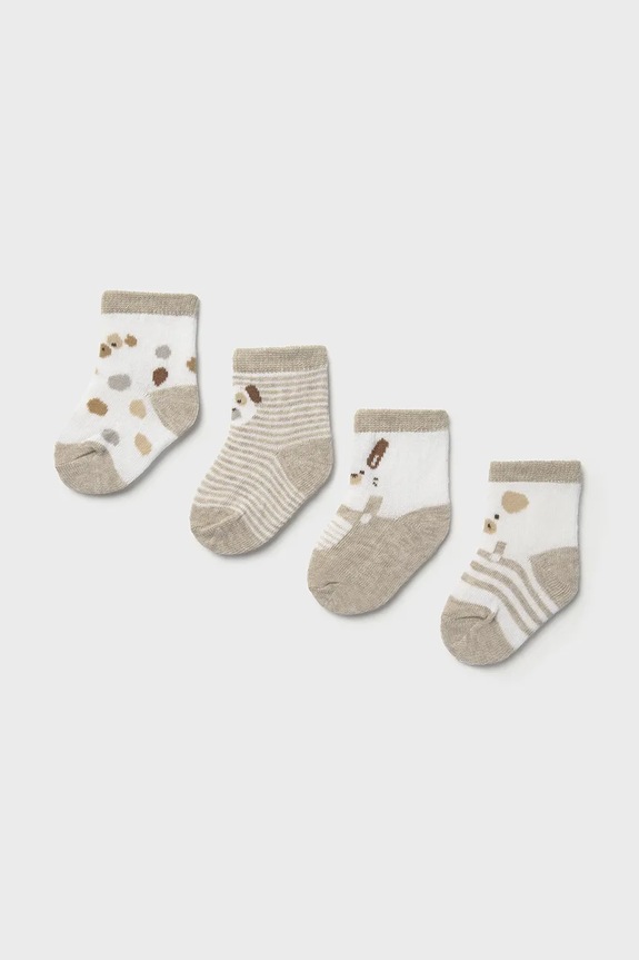 Mayoral Newborn skarpetki dziecięce 4-pack skarpetki długie beżowy 9862.1D.Newborn.PPYH