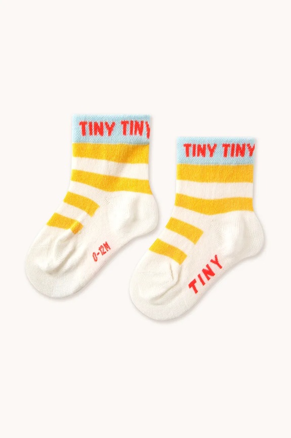 Dječje čarape Tinycottons STRIPES SHORT HEIGHT SOCKS visoke čarape zlatna SS25.458
