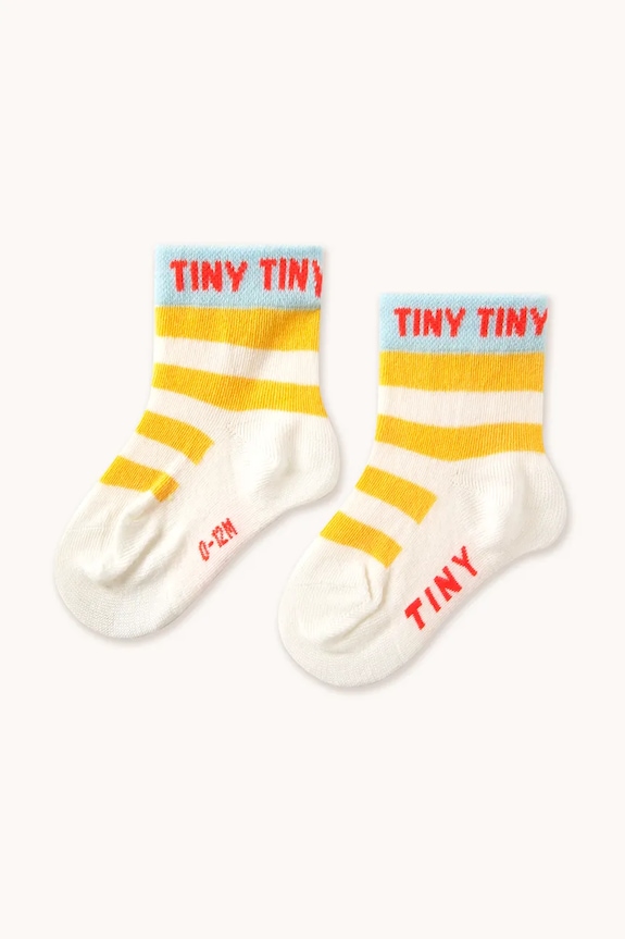 Dječje čarape Tinycottons STRIPES SHORT HEIGHT SOCKS visoke čarape zlatna SS25.458