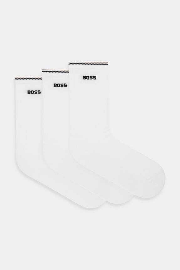 Ponožky BOSS 3-pak 3P QS Rib Stripe CC dlhé ponožky biela 50531597