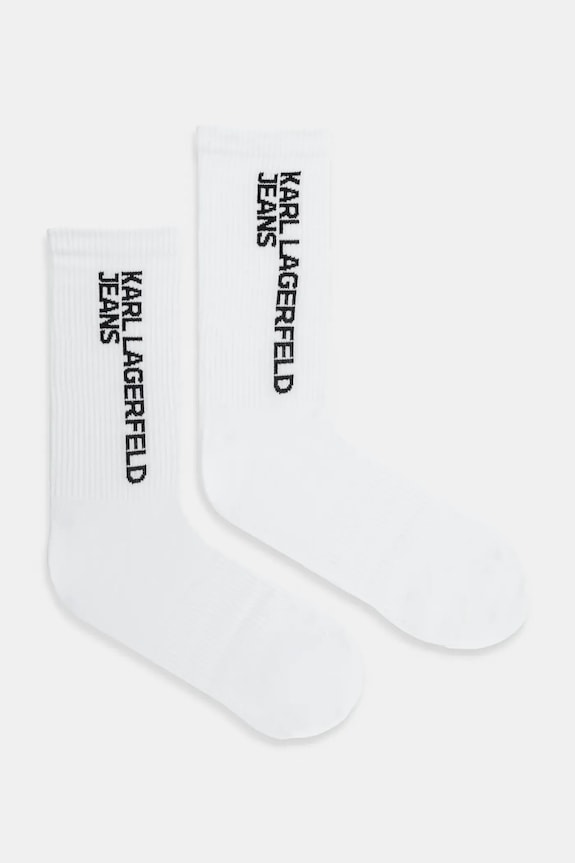 Κάλτσες Karl Lagerfeld Jeans 2-pack ψηλές κάλτσες λευκό A1M47050