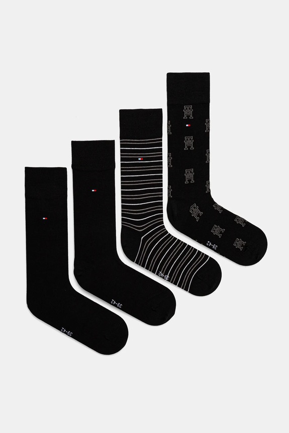 Κάλτσες Tommy Hilfiger 4-pack ψηλές κάλτσες μαύρο 701232605