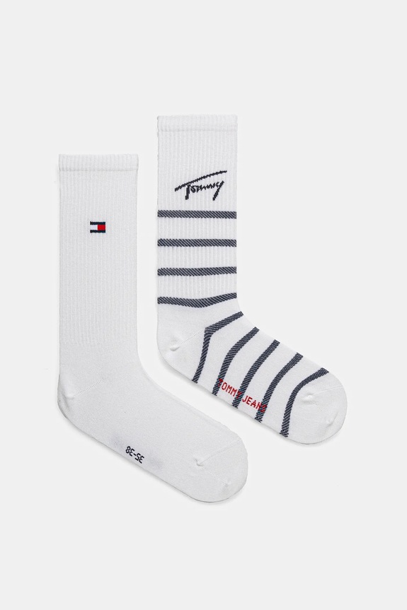 Tommy Jeans skarpetki 2-pack drobny wzór biały 701232876