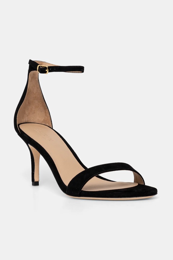 Πέδιλα σουέτ Lauren Ralph Lauren Allie Mid στιλέτο μαύρο 802959175001.001