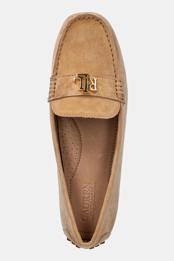Mokasinke od brušene kože Lauren Ralph Lauren Barnsbury bež 802821629026.101