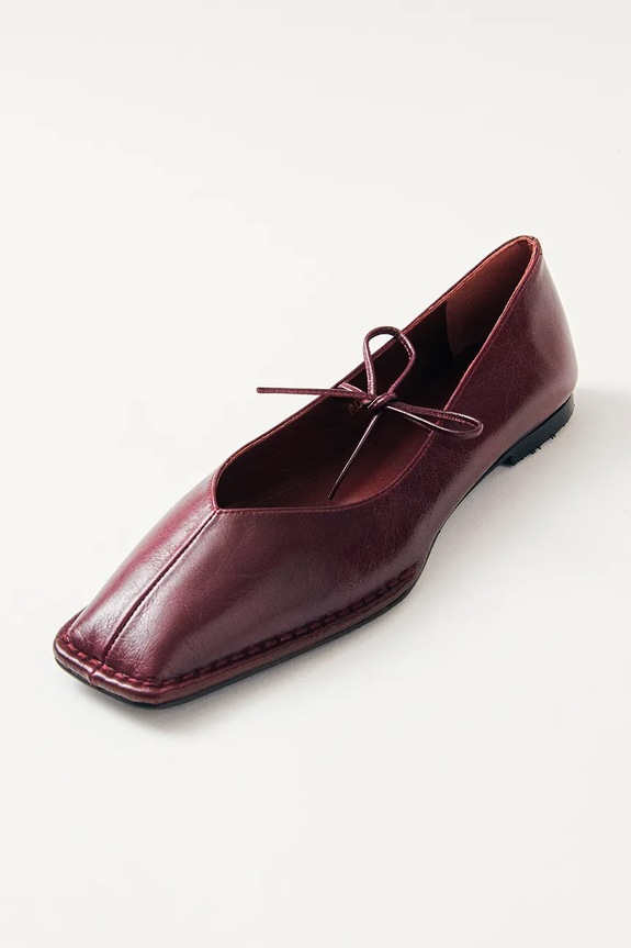 Alohas baleriny skórzane Sway S00191.16 bordowy SS25