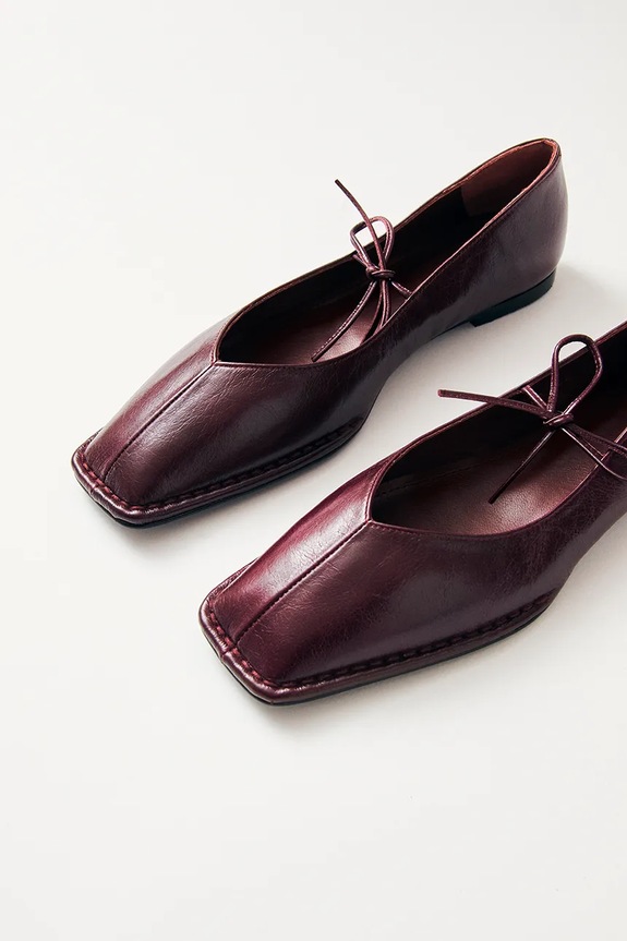Alohas baleriny skórzane Sway bordowy S00191.16