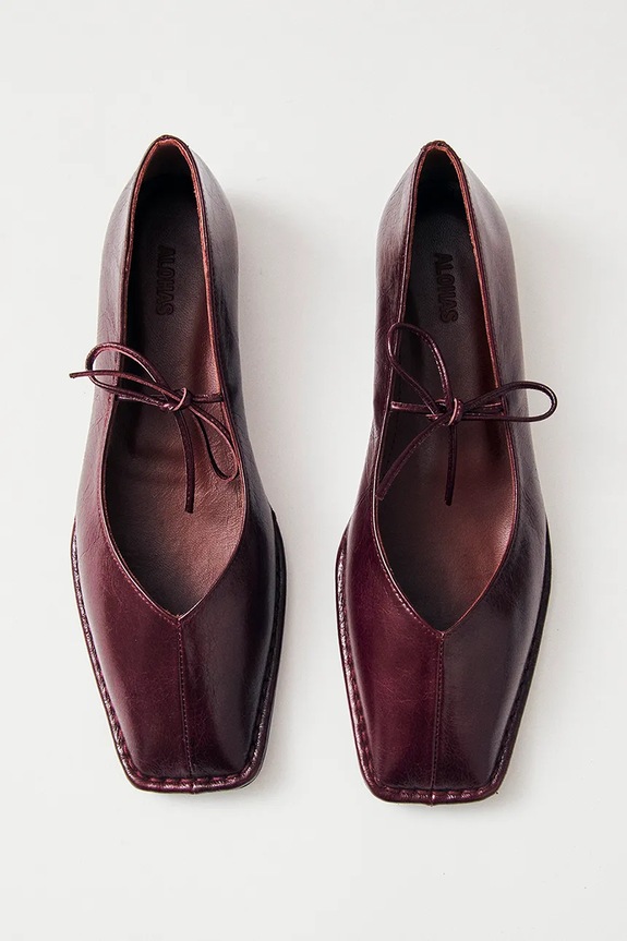 Alohas baleriny skórzane Sway S00191.16 bordowy