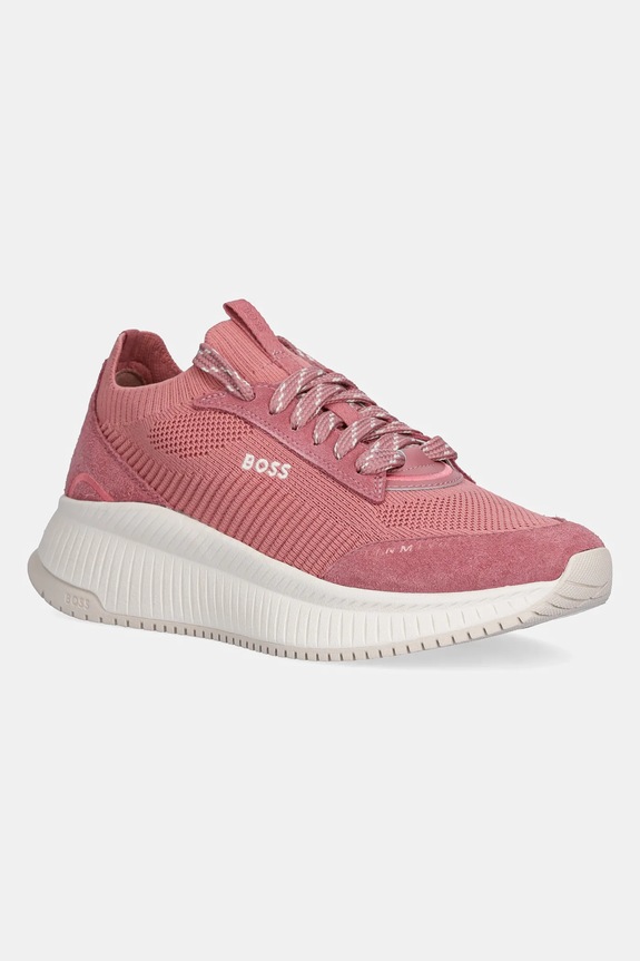 Sneakers BOSS TTNMEVO δέρμα σαμουά ροζ 50536413.691