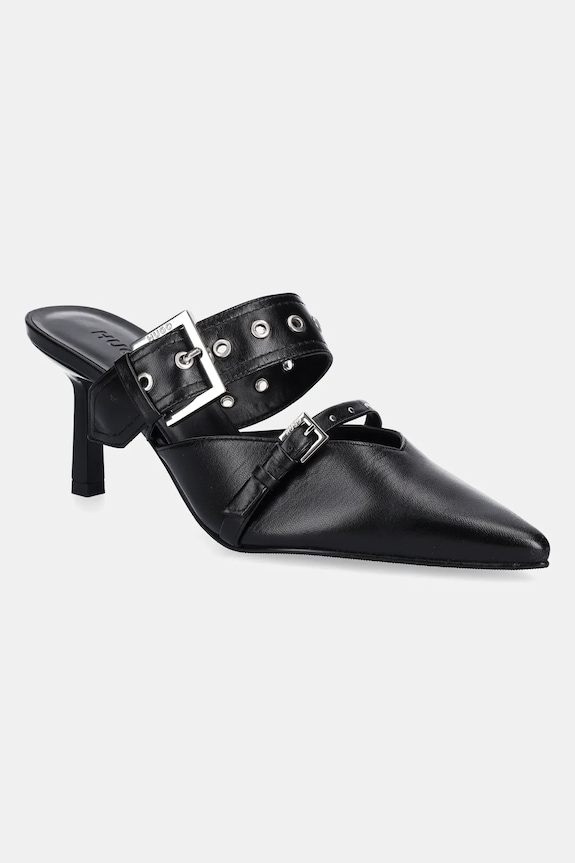 HUGO klapki skórzane Katniss 5-8 cm czarny 50536401.001