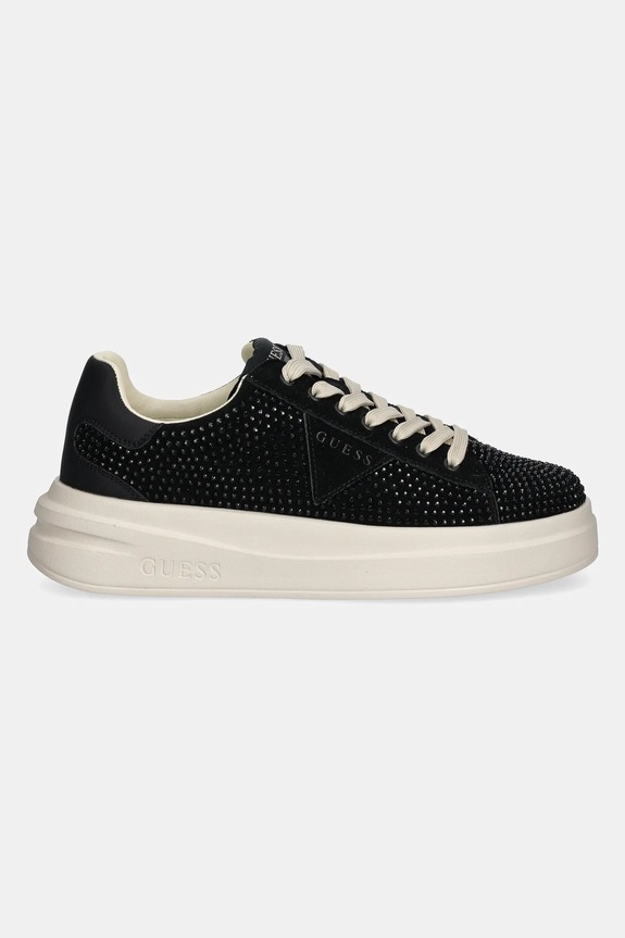 Guess sneakersy skórzane ELBINA FLPELB.SUE12.BLACK czarny SS25