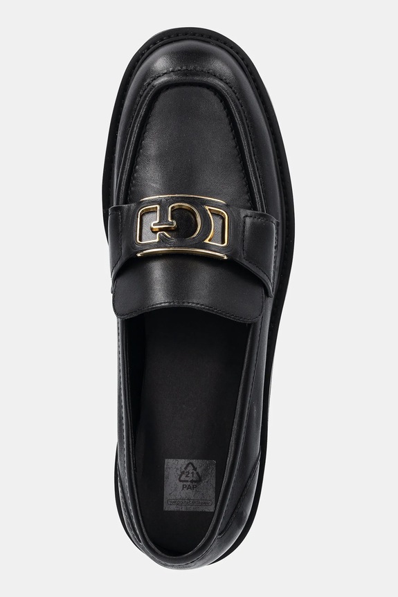 Guess mokasyny skórzane SHUTTLE czarny FLPSHU.LEA14.BLACK