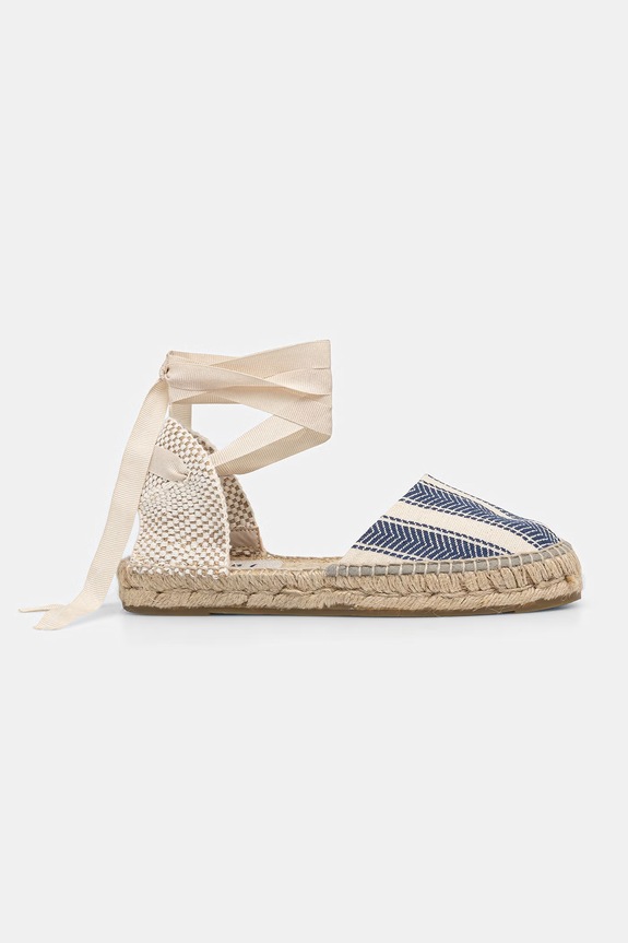 Manebi espadryle na płaskim obcasie damskie H.2.3.P0 niebieski SS25