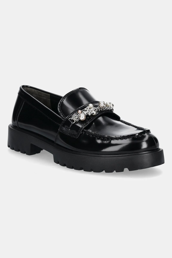 Кожени мокасини Tory Burch Classic Embellished Lug Loafer гладка кожа черен 165828.006