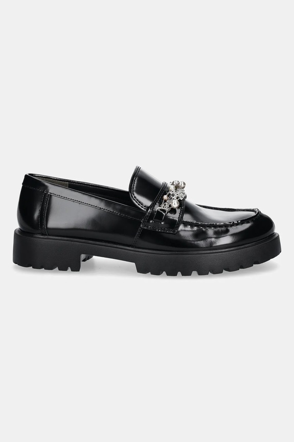 Кожени мокасини Tory Burch Classic Embellished Lug Loafer 165828.006 черен SS25