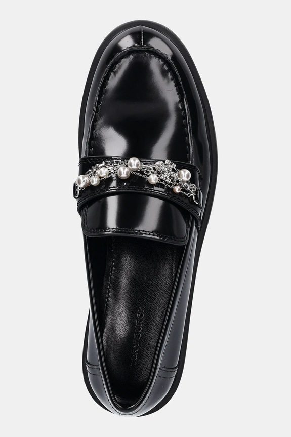 Кожени мокасини Tory Burch Classic Embellished Lug Loafer черен 165828.006