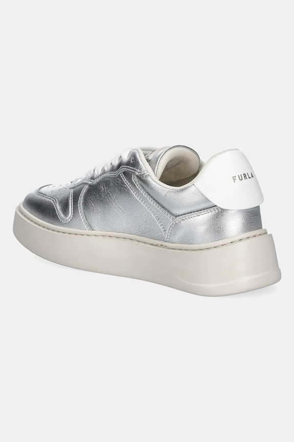 Încălțăminte Furla sneakers din piele Sport Lace-Up Sneaker YJ17SPT.BX3714.P3300 argintiu