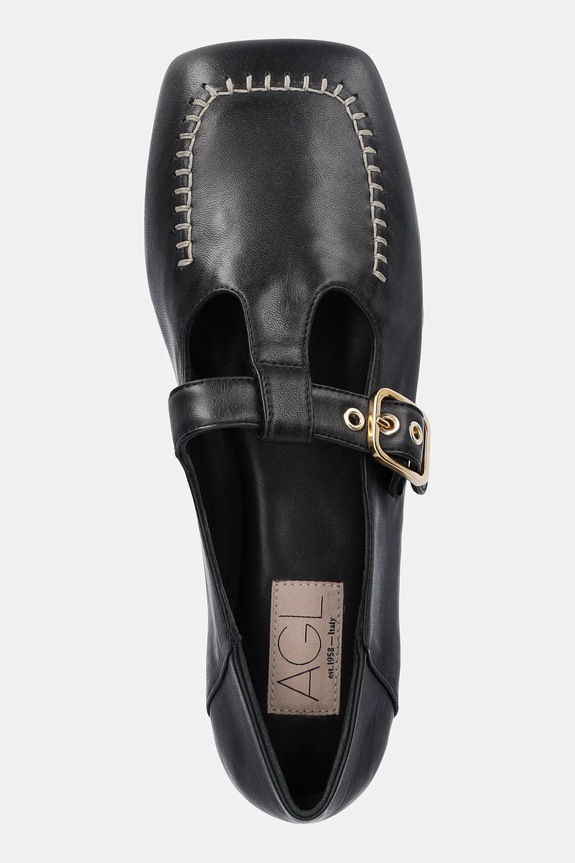 Usnjene balerinke AGL Ceramic Shoes črna D840006PGKA0761013