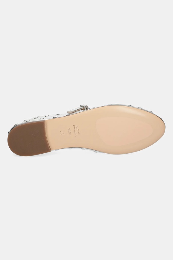 Kožené balerínky AGL Milly Strap D544036PCFOILE0244 strieborná
