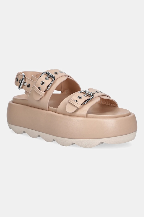 Usnjeni sandali AGL Gwendoline Sporty Brez pete bež D690008PHSOFTY0551