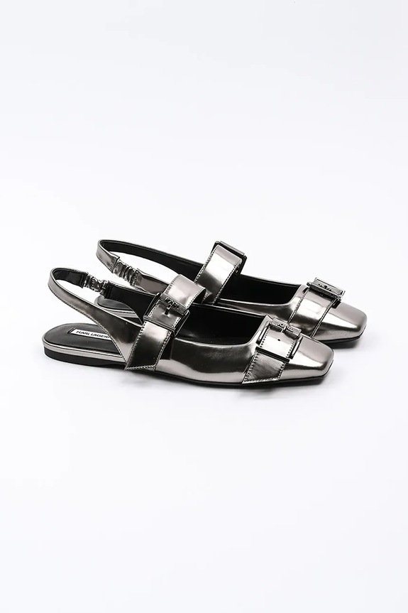 Karl Lagerfeld baleriny skórzane KONNIE KL40186A.0SL srebrny SS25