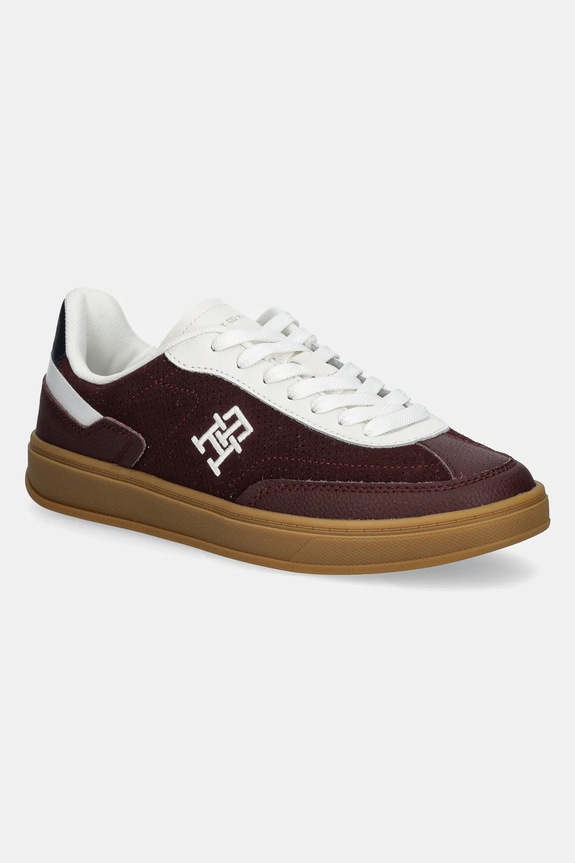 Δερμάτινα sneakers Tommy Hilfiger TH HERITAGE SNEAKER PERF δέρμα σαμουά μπορντό FW0FW08380