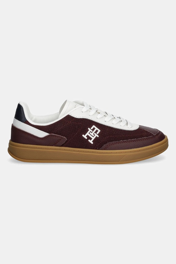 Δερμάτινα sneakers Tommy Hilfiger TH HERITAGE SNEAKER PERF FW0FW08380 μπορντό SS25