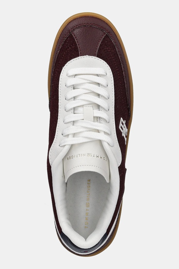 Δερμάτινα sneakers Tommy Hilfiger TH HERITAGE SNEAKER PERF μπορντό FW0FW08380
