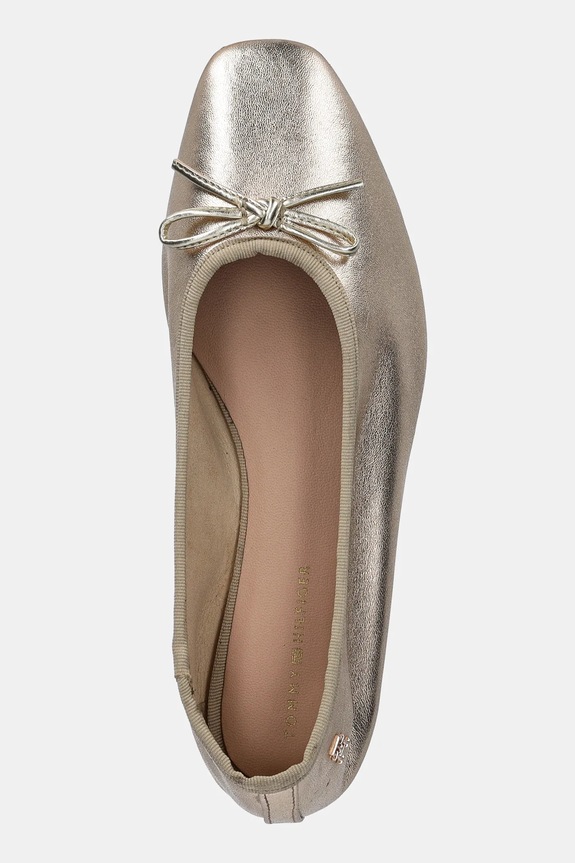 Kožené balerínky Tommy Hilfiger BALLERINA SOFT LEATHER METALLIC zlatá FW0FW08452
