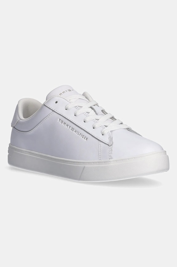 Кожени маратонки Tommy Hilfiger ESSENTIAL COURT SNEAKER равна бял FW0FW08320