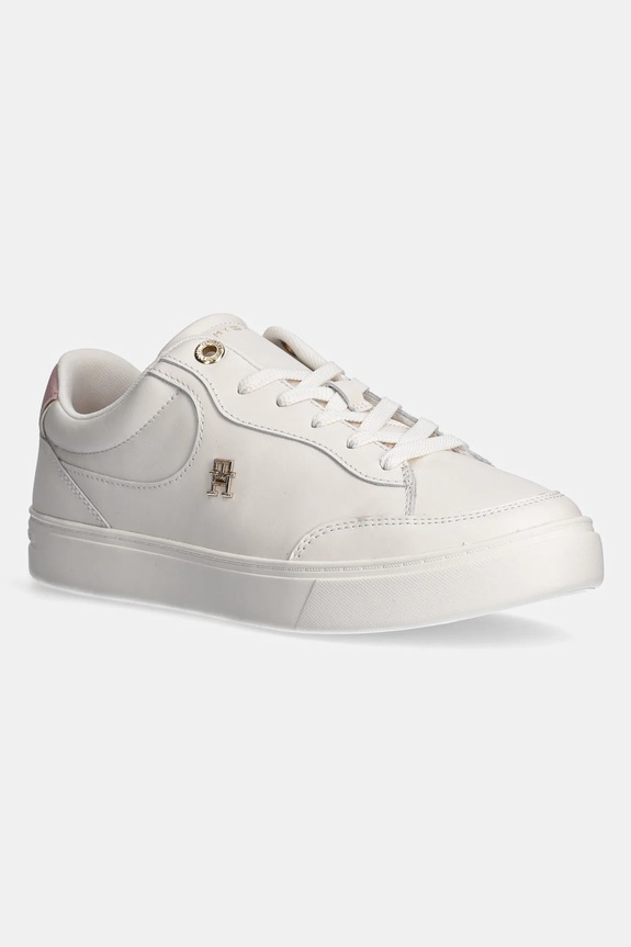 Kožené tenisky Tommy Hilfiger ESSENTIAL CHIC COURT SNEAKER plochá béžová FW0FW08322